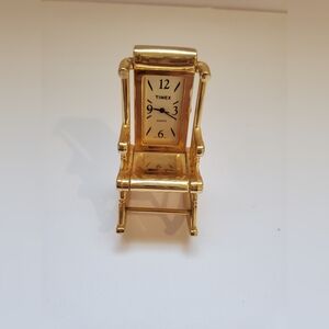 Vintage Timex Miniature Collectable clock rocking chair gold tone